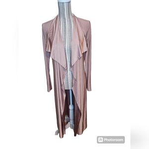 Boohoo women's blush pink open front long-sleeved duster size 8